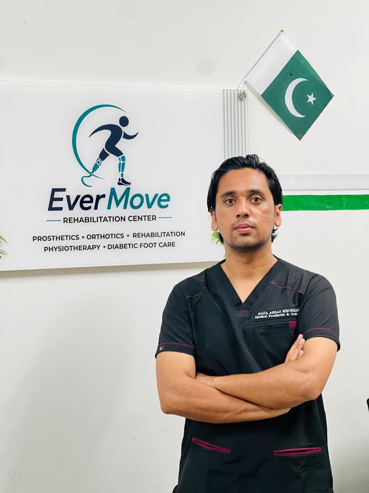 Raza Abbas Khokhar at the EverMove centre in Johar Town, Lahore.